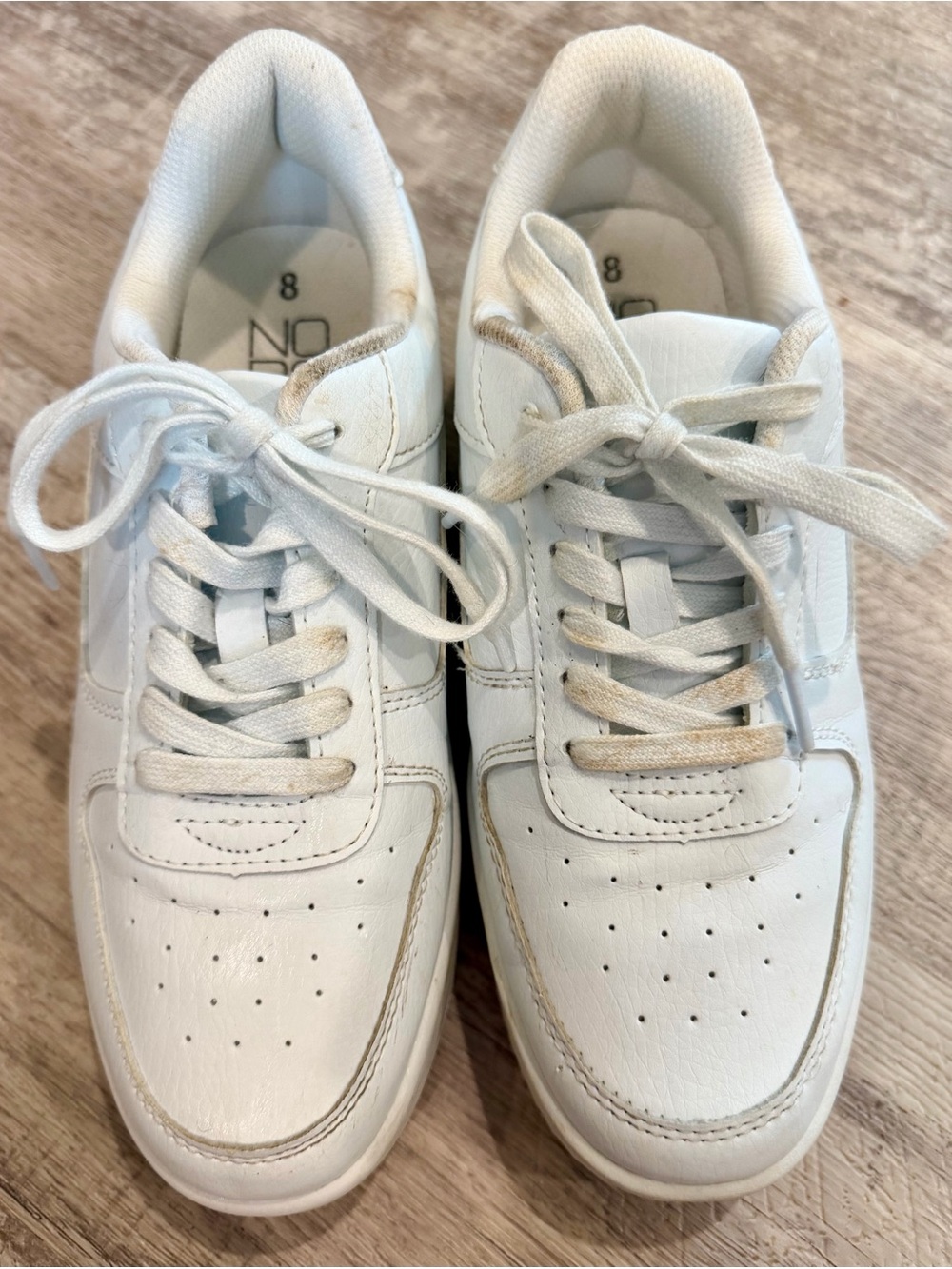 No Boundaries White Sneakers with Light Tan Accents